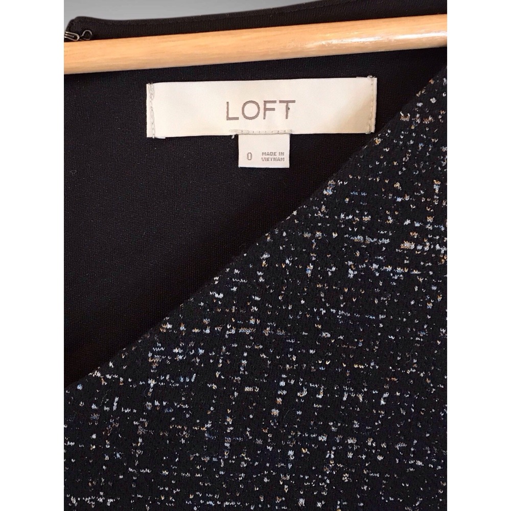 LOFT Shimmer Tweed Tie Waist Dress Size 0 Business Interview Career - Picture 3 of 5